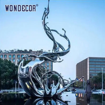 Large outdoor plaza abstract stainless steel sculpture