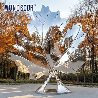 Custom Metal Abstract Hollowed-Out Maple Leaf Stainless Steel Sculpture