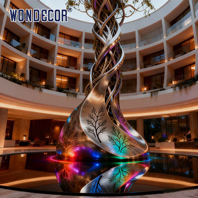 Large Hotel Lobby Light Luxury Style Nature Symbiosis Theme "Life's Spiral" Stainless Steel Sculpture