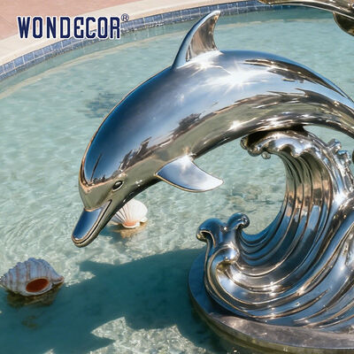 Large-Scale Metal Animal (Dolphin) Stainless Steel Sculpture for Outdoor Pool Fountain