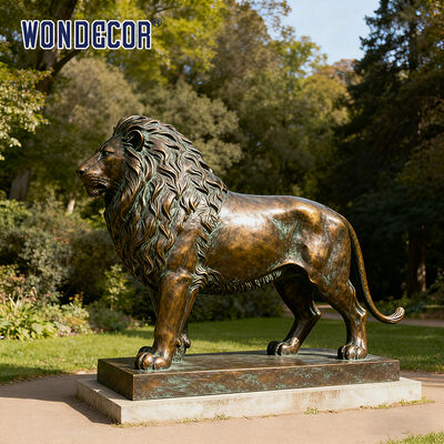Life-Size Lion Bronze Sculpture - Modern Metal Animal Decoration for Outdoor Squares